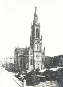 Dsseldorf, die Johanniskirche von 1881,
                        Aufnahme von 1900 ca.