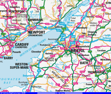 Karte der Region Bristol-Cardiff