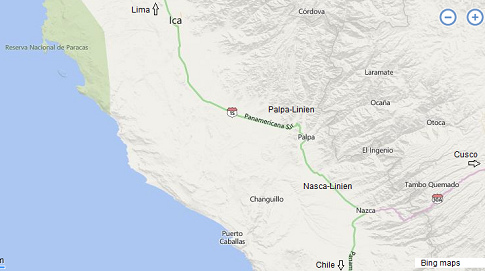 Karte
                        mit Ica, Palpa und Nasca