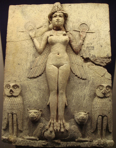Annunaki-Ausserirdische
                        Inanna mit Fl�geln und Fusskrallen