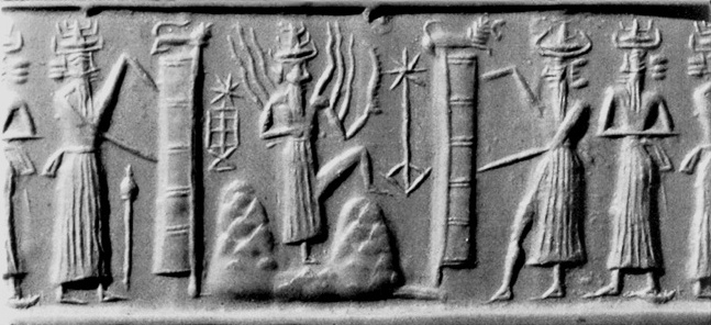 Annunaki-Ausserirdische der Sumerer mit
                        Sternsymbolen