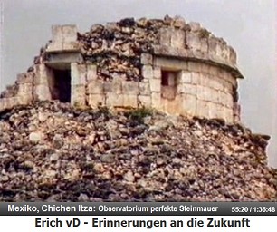 Mexiko, Chichen Itza, ein Observatorium,
                  Nahaufnahme 2 mit der perfekten Mauer