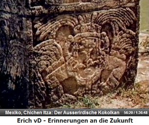 Mexiko, Chichen Itza, der Ausserirdische Kukulkan
                  beim Fliegen