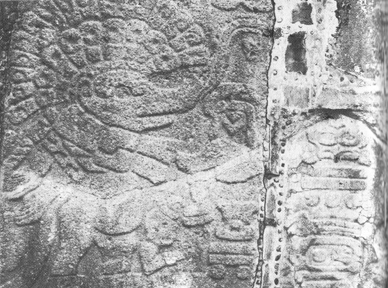 M�xico, templo de Monte Alban
                                      con personaje con una cabeza de
                                      elefante