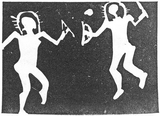 Italia Val Carm�nica,
                                            dibujo rupestre
                                            conastronautas en el
                                            espacio