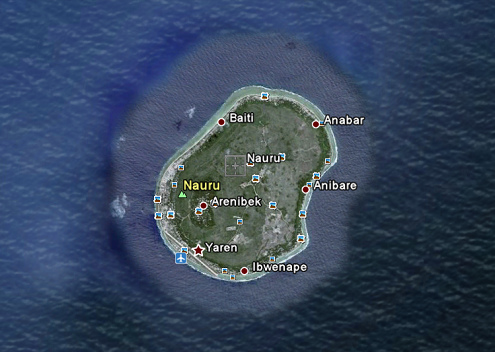 Nauru, foto a�rea de
                      Google Earth