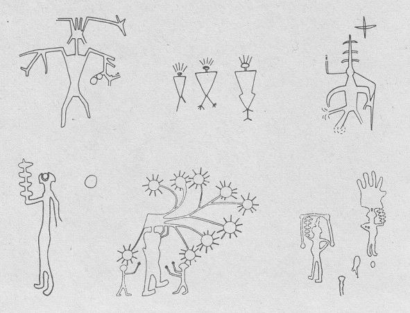 Dibujos rupestres con diseños de los
indígenas Hopis en los "EUA" Dibujos rupestres con diseños de los
indígenas Hopis en los "EUA"