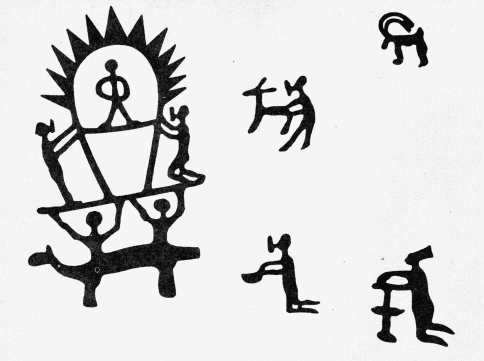 Dibujos
rupestres con diseños en Navoi, Rusia Dibujos rupestres
con diseños en Navoi, Rusia