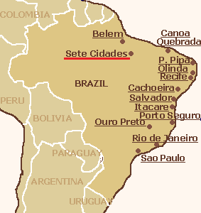 Mapa con la
posición de Sete Cidades (Siete Ciudades) en
Brasil Mapa
con la posición de Sete Cidades (Siete
Ciudades) en Brasil