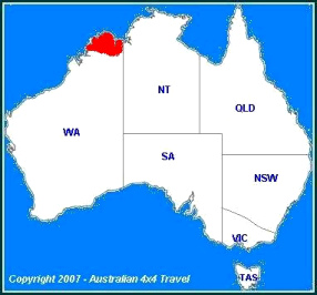 Mapa con la
posición de Kimberley en el norte de
Australia Mapa con la posición de Kimberley en el
norte de Australia