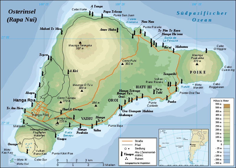 Mapa de la isla de
Pascuas / Motunui Mapa de la isla de
Pascuas / Motunui