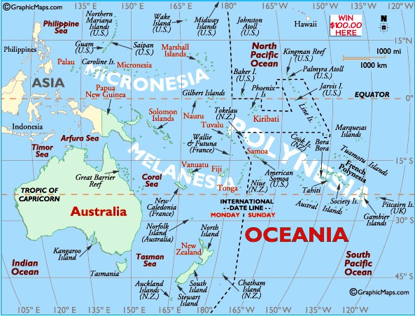 Mapa de Oceanía con las islas
Carolinas Mapa de Oceanía con las islas
Carolinas