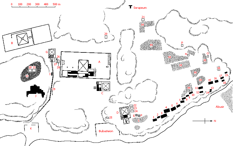 Plano de la necrópolis de
Sakkarah / Saqqara Plano de la necrópolis de Sakkarah /
Saqqara