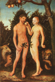 Lucas Cranach, Adam
                        con Eva