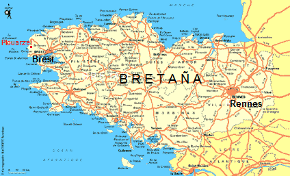 Mapa de la Bretaña con
Plouarzel Mapa de la Bretaña
con Plouarzel