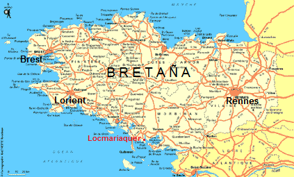 Mapa de Bretaña con
Locmariaquer Mapa de Bretaña con
Locmariaquer