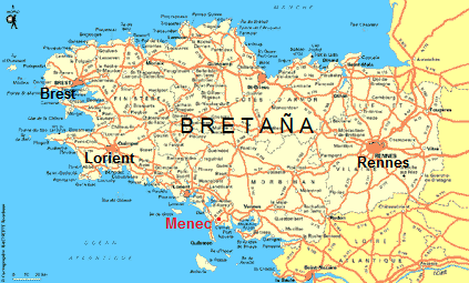 Mapa de Bretaña con
Menec Mapa de
Bretaña con Menec