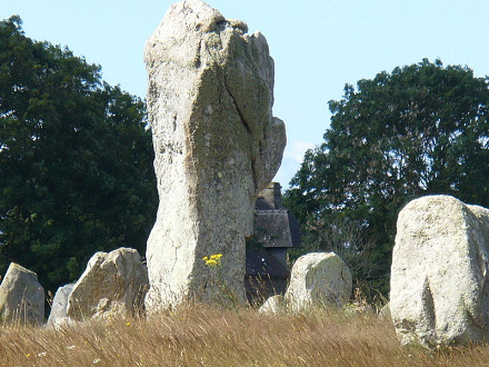 El menhir grande con hileras de
menhires, Menec El menhir grande con hileras de menhires,
Menec