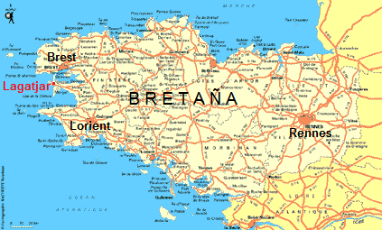 Mapa de la Bretaña con
Lagatjar Mapa de la Bretaña
con Lagatjar