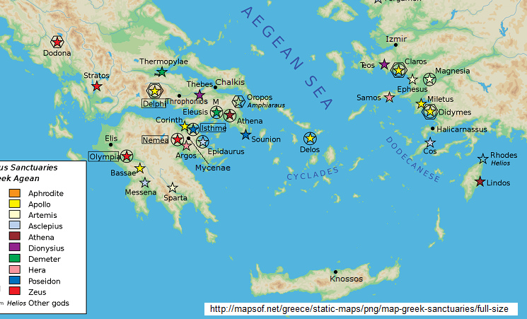 Grecia, mapa para círculos