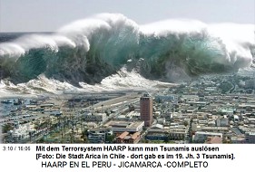 Mit dem Terrorsystem HAARP kann
                                    man Tsunamis auslösen [Foto: Die
                                    Stadt Arica in Chile hatte im 19.
                                    Jh. 3 Tsunamis].