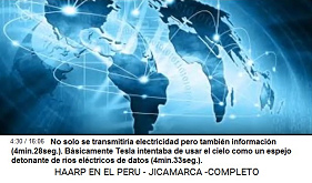 No solo
                      se transmitir�a electricidad pero tambi�n
                      informaci�n (4min.28seg.). B�sicamente Tesla
                      intentaba de usar el cielo como un espejo
                      detonante de r�os el�ctricos de datos
                      (4min.33seg.).