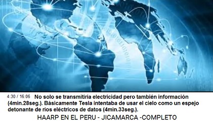 No solo se transmitir�a electricidad pero
                          tambi�n informaci�n (4min.28seg.). B�sicamente
                          Tesla intentaba de usar el cielo como un
                          espejo detonante de r�os el�ctricos de datos
                          (4min.33seg.).