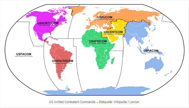 Weltkarte mit den
                NATO-Kommandanturen des "US"-Imperialismus