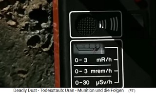 El
                                  contador Geiger en el agujero de
                                  impacto muestra radiactividad en el
                                  rea roja