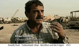 El
                                trabajador en el cementerio abierto
                                (!!!) de tanques nucleares de Auweiry,
                                Sr. Khazi Abdela