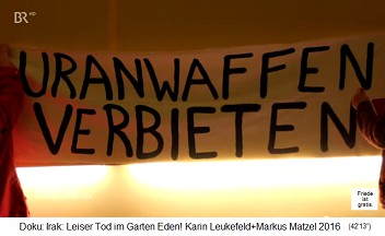 Doctors Against Nuclear War,
                                    banner "Ban uranium
                                    weapons" (original German:
                                    "Uranwaffen verbieten")