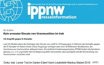 Das Protestschreiben von
                                    rzte gegen Atomkrieg (ippnw) an die
                                    Merkel-Regierung vom 2. Oktober
                                    2014