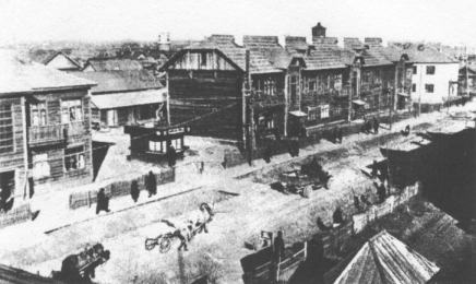 Encyclopaedia Judaica (1971), History, vol. 8,
                    col. 742: Birobidzhan, street scene in the city of
                    Birobidzhan in the early 1930s. Jerusalem,
                    C.A.H.J.P.