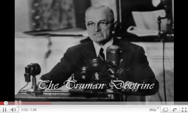 Truman-Doktrin, die Rede Trumans vom
                          12.3.1947 [1], ein Intrigen-Freimaurer, der
                          selber die rassistische "USA"
                          regiert, "Freiheit" verspricht und
                          den Kommunismus finanziert!!!