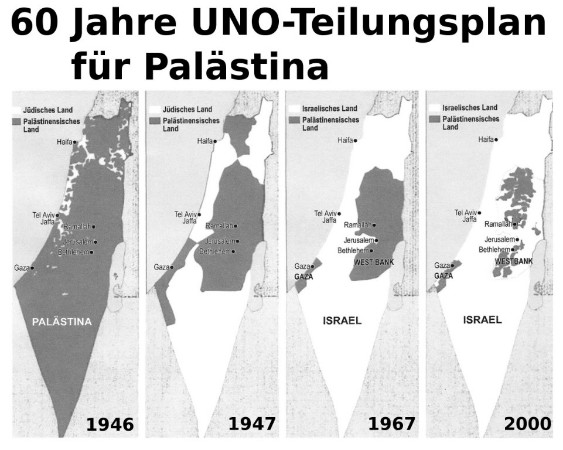 Karte der Teilungen Pal�stinas 1946 bis
                          2000