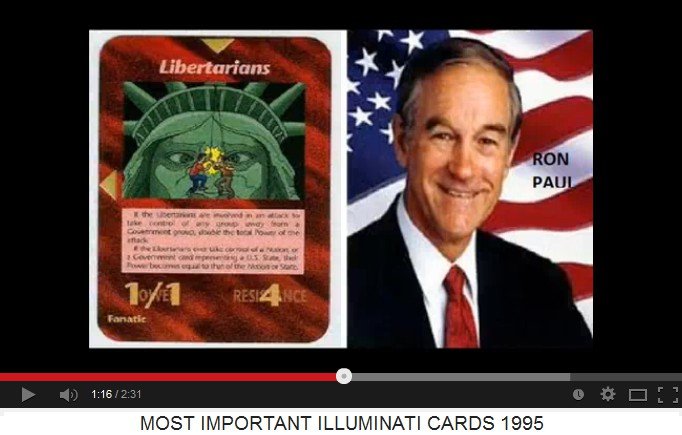 Spielkarte
                        "Liberalisten" und der Abgeordnete Ron
                        Paul