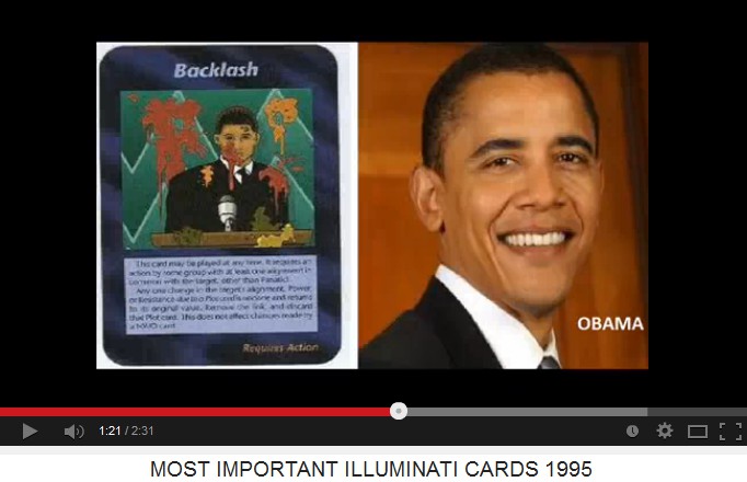 Spielkarte Rckwirkungen
                        ("Backlash") mit einer Person, die mit
                        Dreck beschmissen wird, und der Massenmrder
                        Obama