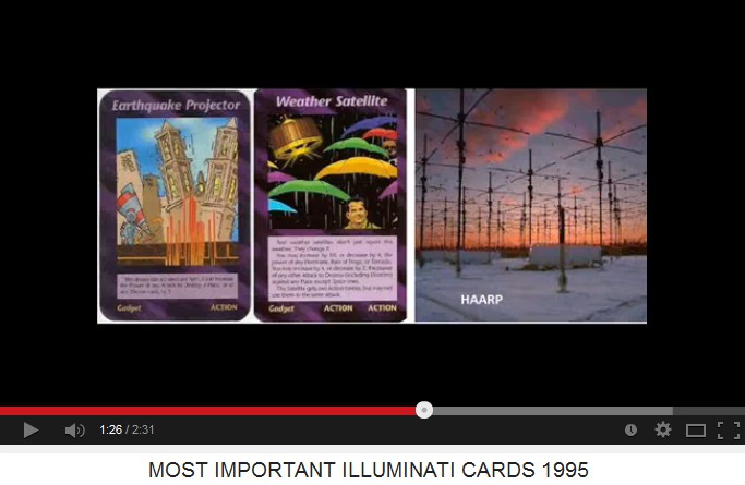 18. Play card
"Earthquake Projector" and
"Weather Satellite" - these are
HAARP manipulations 18. Play card
"Earthquake Projector" and
"Weather Satellite" - these are
HAARP manipulations
