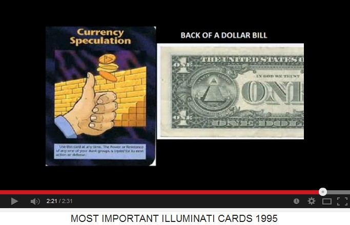 Spielkarte mit Währungsspekulation mit
der Pyramide auf der Münze - und eine
Ein-Dollar-Banknote ebenfalls mit der
Augen-Pyramide der Illuminati Spielkarte mit
Währungsspekulation mit der Pyramide auf der
Münze - und eine Ein-Dollar-Banknote ebenfalls
mit der Augen-Pyramide der Illuminati