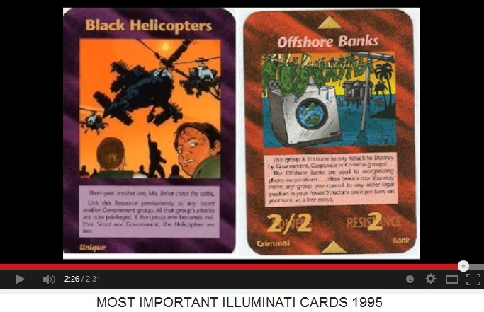 Spielkarten mit schwarzen Helikoptern
(black helicopters) und Insel-Banken (Offshore
banks) Spielkarten mit
schwarzen Helikoptern (black helicopters) und
Insel-Banken (Offshore banks)