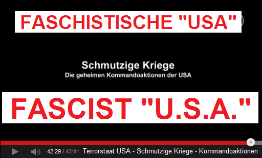 Abspann des Films
"Schmutzige Kriege" über die faschistische
"USA" Abspann des Films
"Schmutzige Kriege" über die faschistische
"USA"