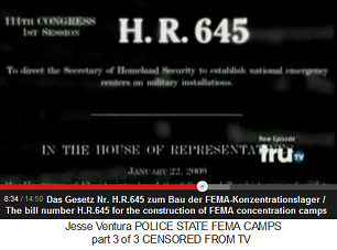 Das Gesetz H.R.645 für den Bau der
                    FEMA-Konzentrationslager (KZs)