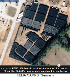 Un campo de atades de la FEMA, foto
                              area de google earth