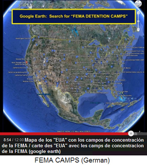 El mapa de los "EUA" de
                              google earth con los campos de
                              concentracin (ccs) de la FEMA