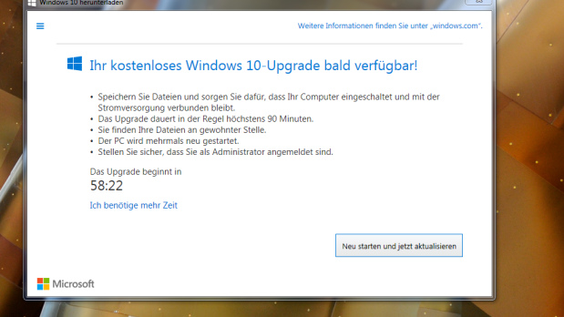 Windows 10
                      Zwangsupdate: Der Countdown l�uft