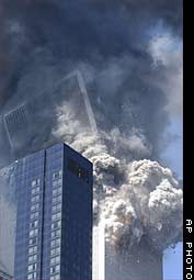 WTC
                        blast of the South Tower: The upper part is
                        inclining up to 22 degrees.