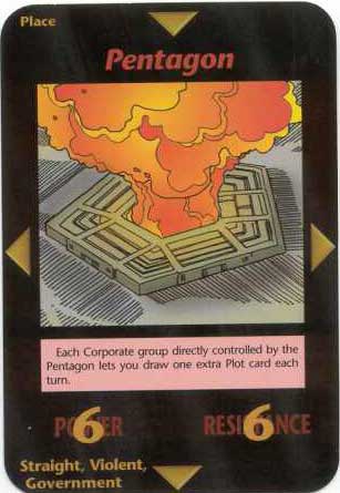 Das
                            Illuminati-Kartenspiel von 1995 zeigt: Das
                            Pentagon brennt im Garten