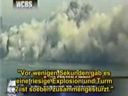WCBS meldet den Zusammenbruch des
                          Nordturms mit einer riesigen Explosion