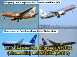 Die Flugzeuge von American Airlines AA
                          und United Airlines UA