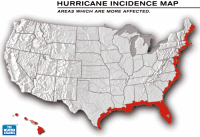 Hurricanes: Map of danger of the
                        "USA".